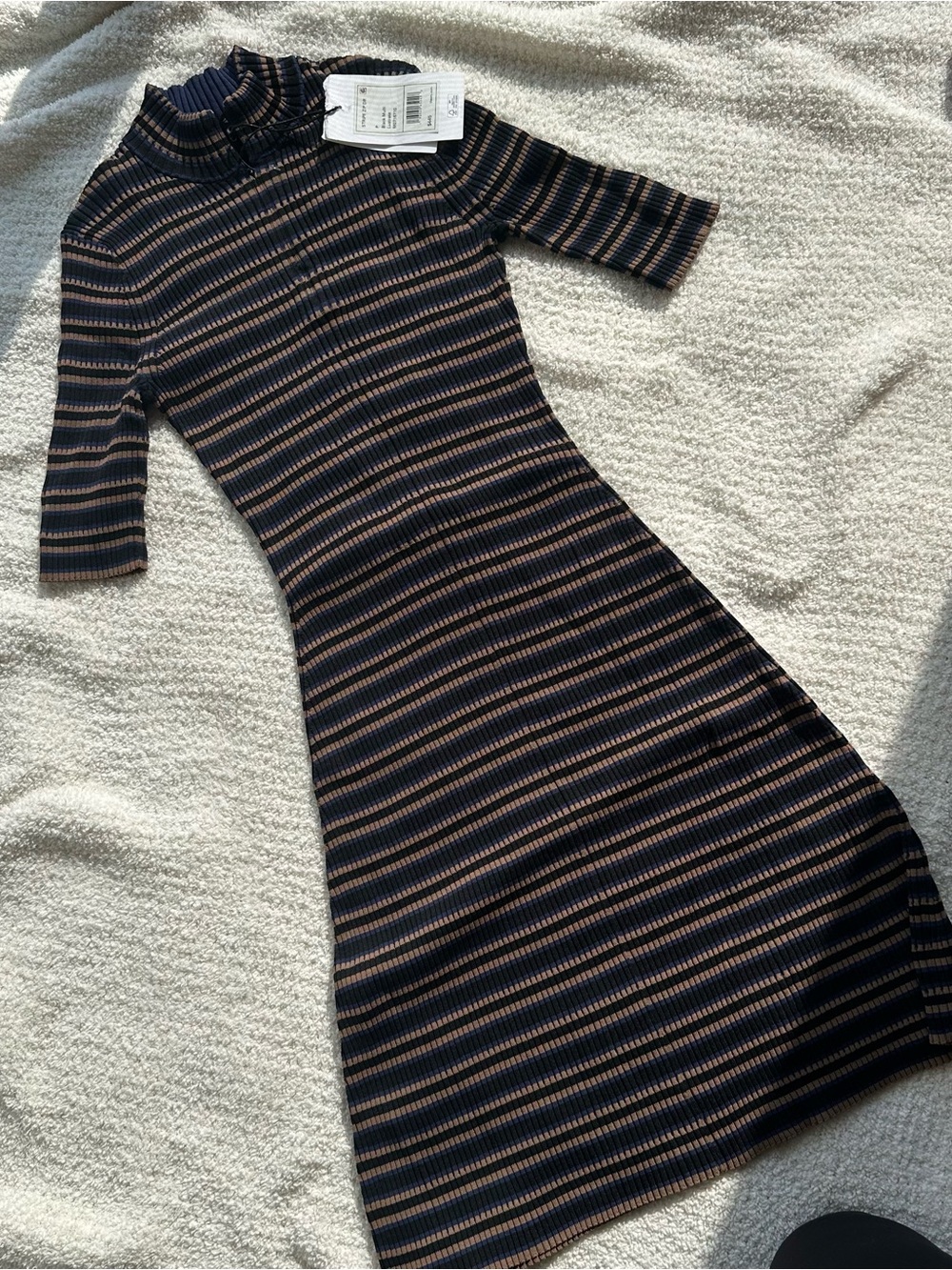 Theory Striped Mini Turtleneck Dress